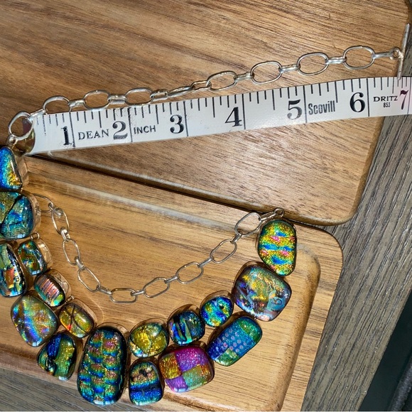 SALE!!! Dichroic Glass inlaid in 925 Sterling Magnificent, one of a kid piece - Picture 8 of 13